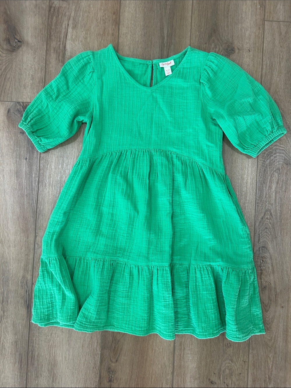 Girls' Green Gauze Tiered Dress - , Kids Dresses